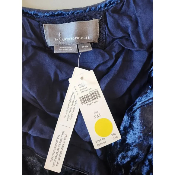 NWT Anthropologie The Somerset Maxi Dress Velvet Edition Size XXS Navy #NA414 - Picture 9 of 11